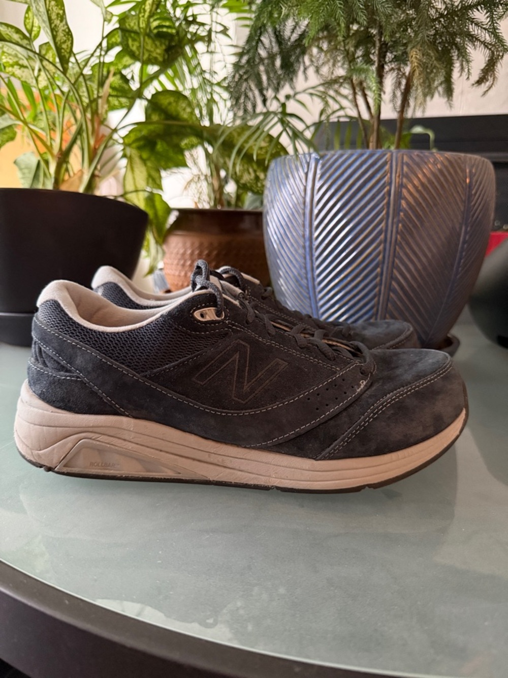 New Balance Women’s 928v3 Blue Suede Walking Sneakers with Cushioned Support